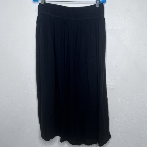 Gypsy Blu langer fließender Rock schwarz hauchdünner Stoff unter Gummibund Gr. L