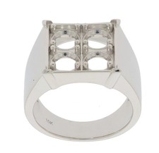Men's Sterling Silver Semi Mount Ring Setting Round 5x5mm Multi Stone Style Ring