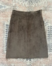 90s Vintage Chocolate Brown Neutral Suede Leather Western Boho Skirt Women  s 8