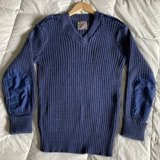 Jersey York Woolly Pully Cuello Redondo – Lana Británica, Parches Y Charreteras