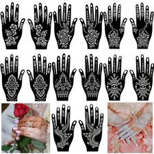 QSTOHENA 14 Sheets Henna Tattoo Stencils Kit for Hand Body Art, Indian... 