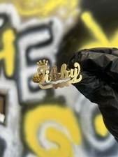 Gold Tone Personalized Letter Name Pendant Ch...