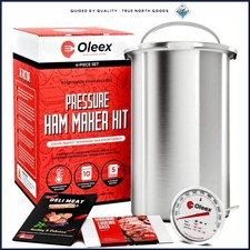 Molde de prensa de carne delicatessen con termómetro de cocina y libro de recetas para jamón casero