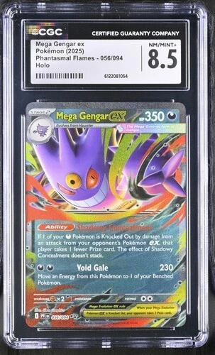 Mega Gengar EX *CGC 8.5* Holo *Phantasmal Flames* #56 *2025* Pokemon