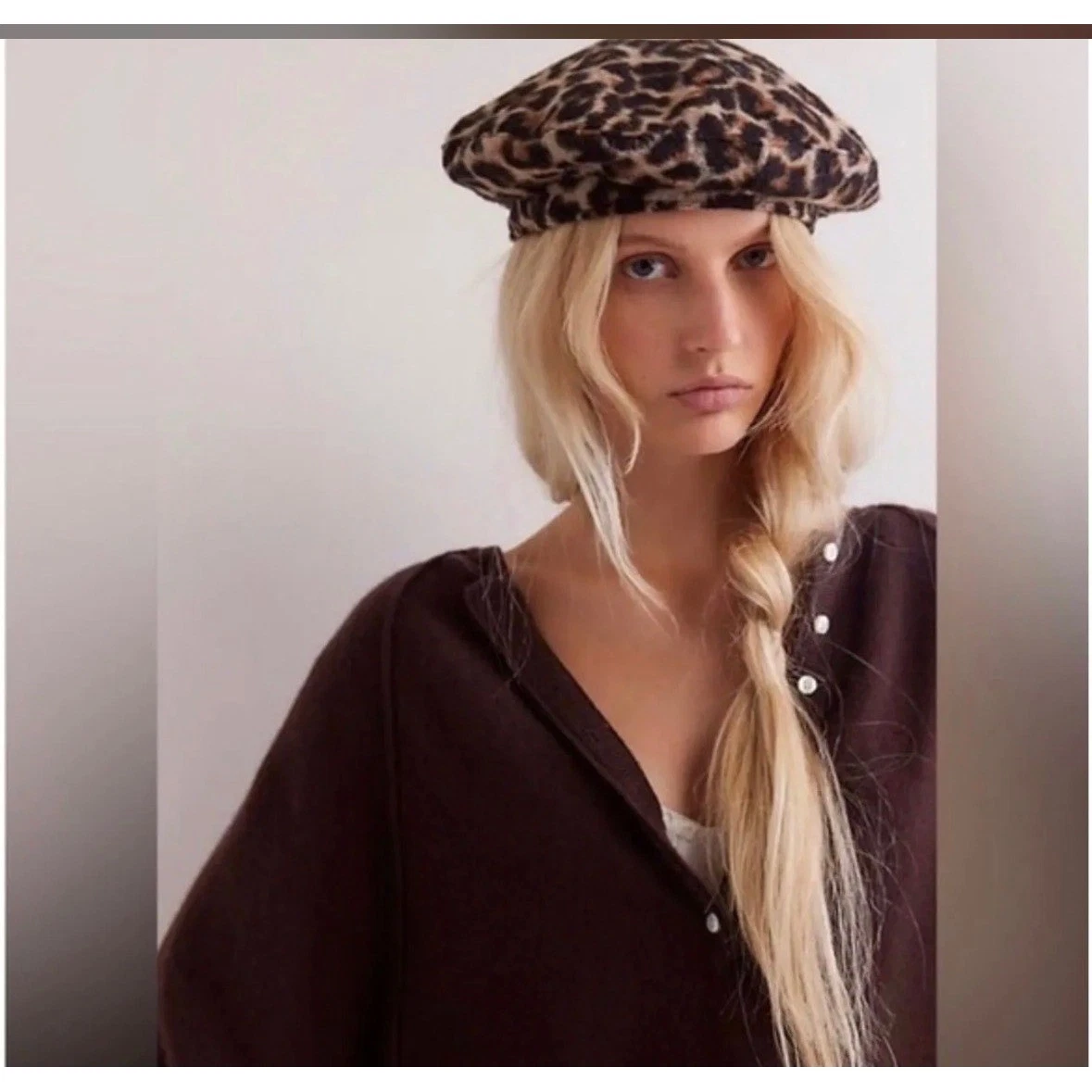 Free people understated leather Leopard Print Beret OS NWOT LEOPARD SHORTS — Understated Leather main image 4