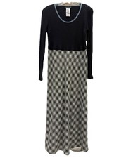 VTG Carole Little Sport Jumper Dress Sz 6 Black/Patterned Sleeveless Long EUC