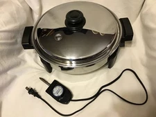 Saladmaster Stainless Steel 12” Electric Skillet Model K7256 Liquid Oil Core GUC