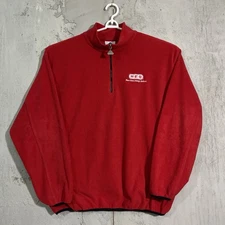 H-E-B Grocery Store Quarter Zip Sweatshirt Mens Size XL Red Y2K VTG