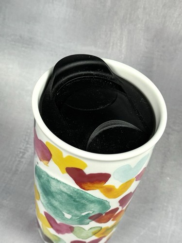 Starbucks Ceramic Tumbler Watercolor Hearts 10oz With Lid 2015 0046 - Picture 2 of 4