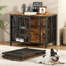 Folding Dog Crate Furniture,Foldable Dog Kennel Indoor with Tag, as End Table