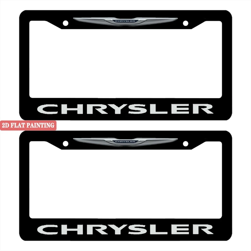 Paquete de 2 marcos de matrícula de aluminio impermeables Chrysler negro Foto 2 de 4