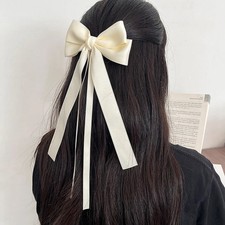 Vintage Large Bow Hair Clip Trend Long Ribbon Hairpins Barrettes Headwear
