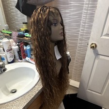 Braided Lace Front Wig Medium Cap Color DMT1B/30/27 Human Hair Wavy 36in