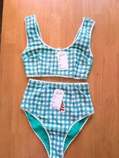 NWT Hammies Gingham Green Bikini Retro High W...