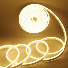 Led Neon Strip Lights 12V Indoor Outdoor 16.4Ft 600SMD Silicone Warm White