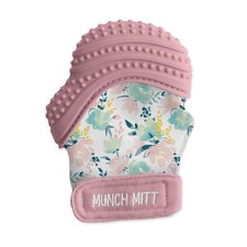 Baby Girls Munch Mitt Sensory Teething Easy On Mitten in Pink Floral Pattern NEW