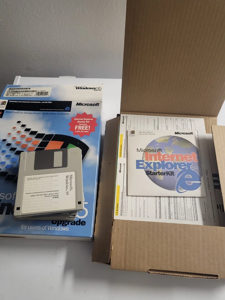 Sealed CD) Microsoft Windows 95 OS 3.5" Floppy MS-DOS PCs RARE 1995 USA (13 Disc - Image 2 of 4