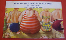 50s BAMFORTH Comic SEASIDE BUMS BOTTOMS FAT LADY SAME OLD FACES PICK ME OUT
