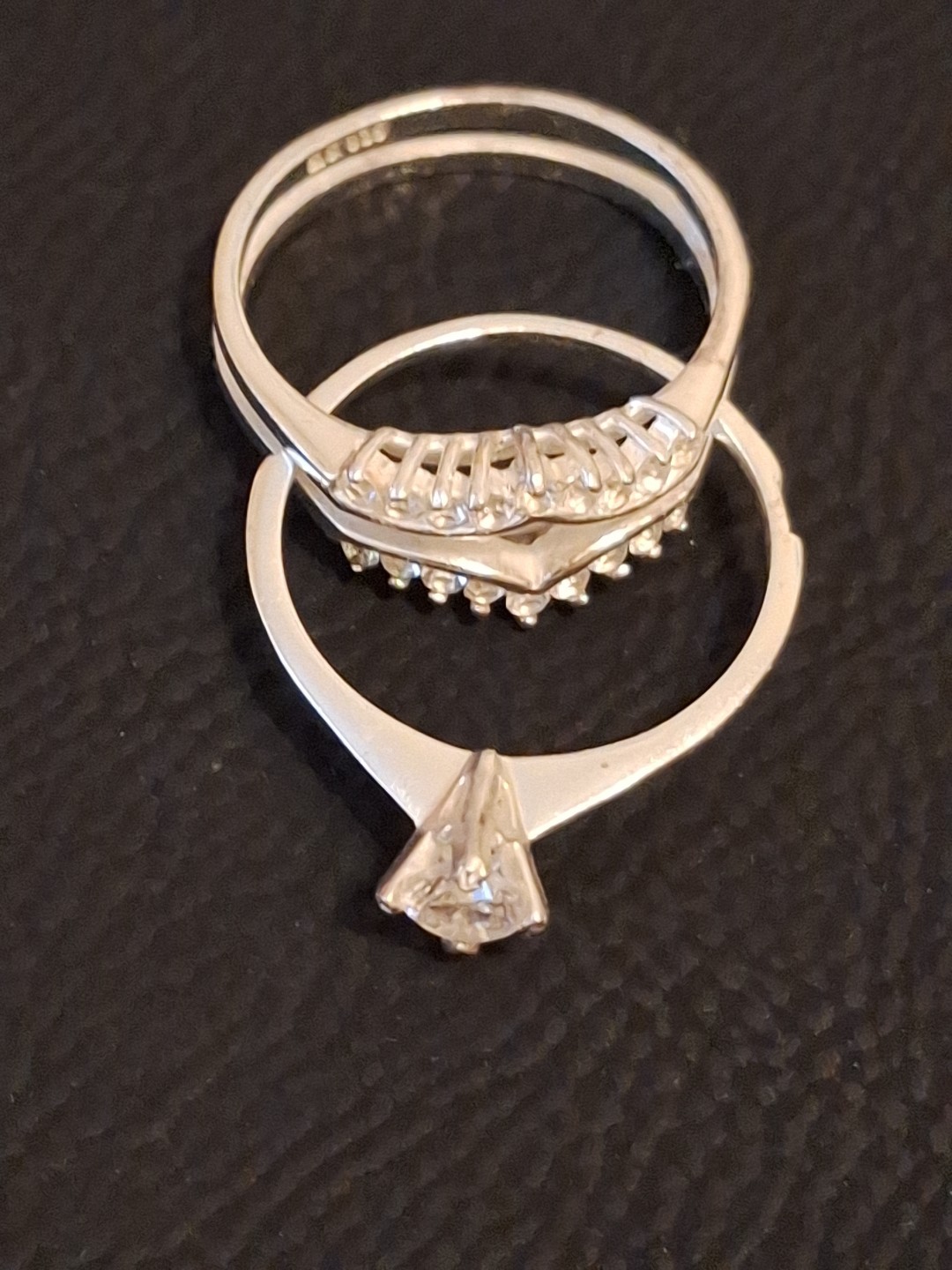 Signed Sterling 925 interchangeable Round Solitai… - image 3