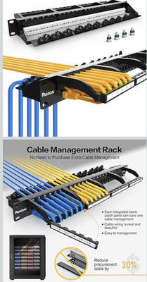 24 Port Cat6A Keystone Patch Panel 1U Rack Mount 10Gbps Network Panel Ethernet