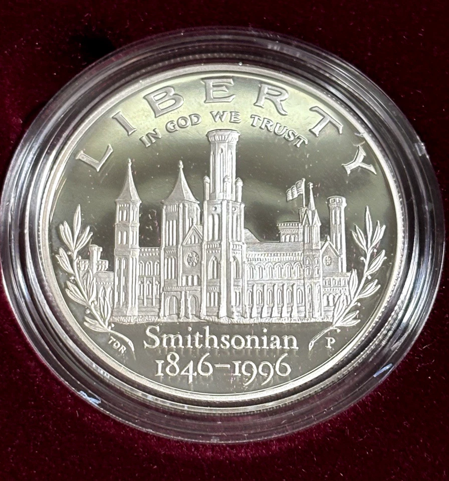 1996 Smithsonian Commemorative .90 SILVER Dollars (2) (PROOF & Business Strike) - Image 3 of 4