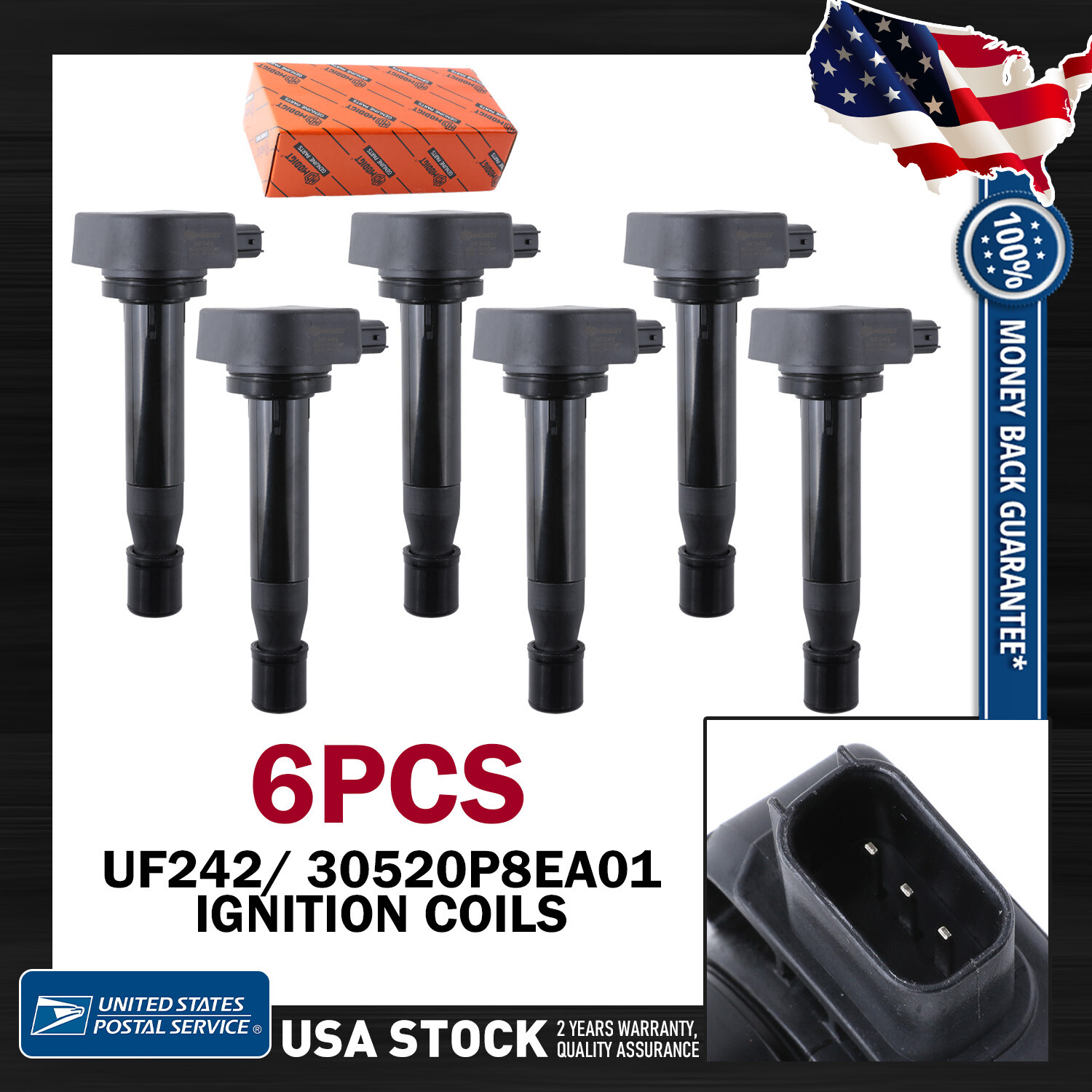 High Performance Ignition Coils UF242/30520P8EA01 for 2005-2008 Acura RL - Set of 6