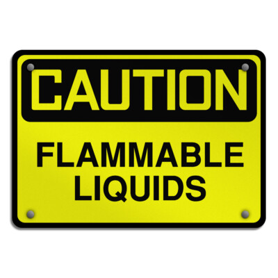 Horizontal Metal Sign Flammable Liquids Caution Osha Ansi Fire Hazard Labels
