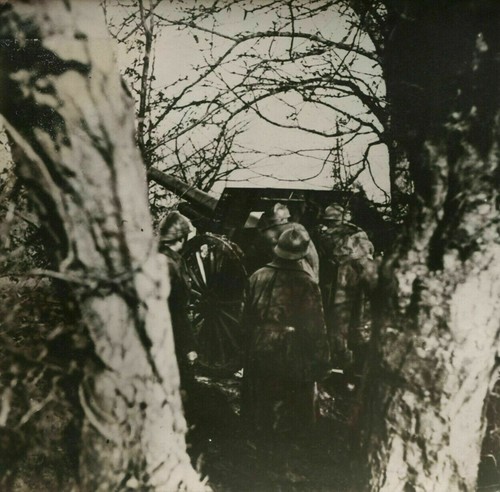 Fotografia d'epoca France Presse - Piece de I05 sur Batterie au front WWII 1939 - Foto 1 di 8