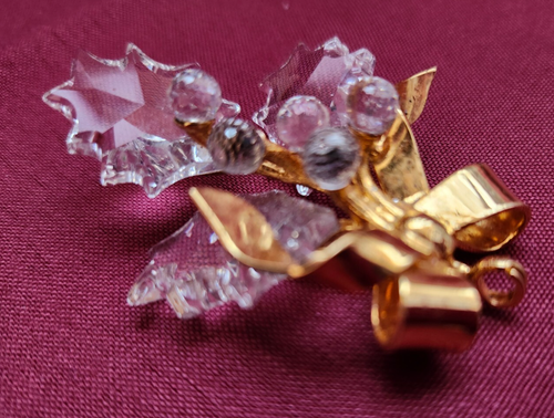 Swarovski Holly Berry Leaves Crystal Ornament - Picture 3 of 4