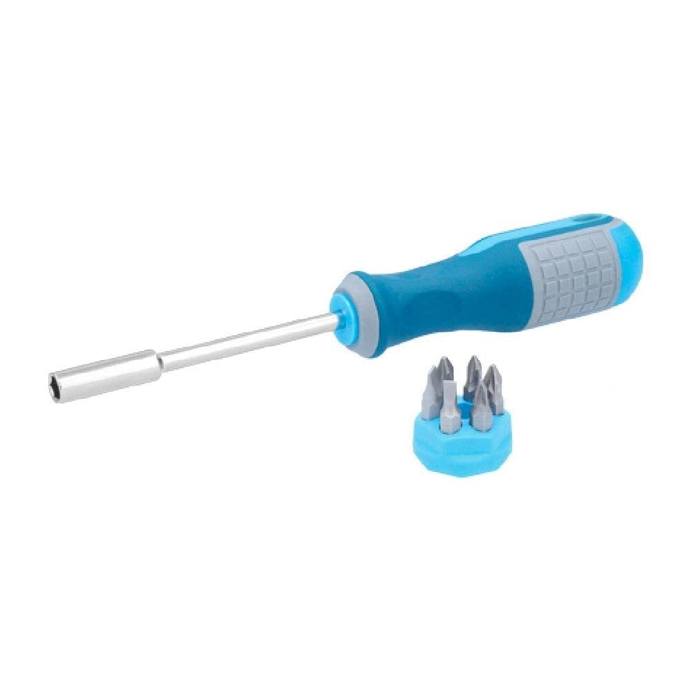 Ferrestock FSKDES014 1/4" Screwdriver with Magnetic Rubber Bit Holder, 6 Bits Ma