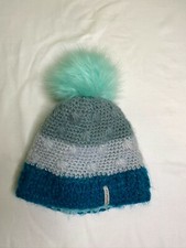Turtle Fur Kids Knit Beanie Pom Winter Hat Teal Sage Grey Fleece Lined NWOT 3-6y