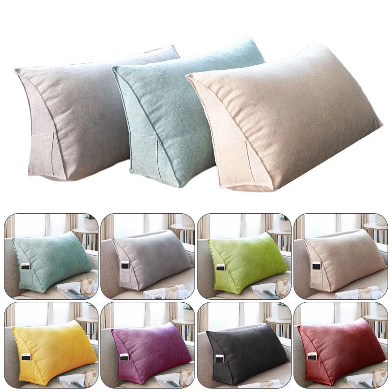 Sofa Triangle Back Cushion Cover Soft Fleece Bed Headboard Backrest Pillow Case - Image 2 of 4