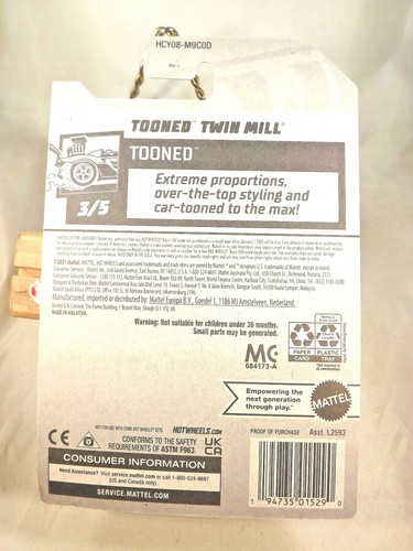 2022 Hot Wheels Treasure Hunt #81 Tooned 3/5 TOONED TWIN MILL Black w/Chrome 5Sp - Picture 6 of 6