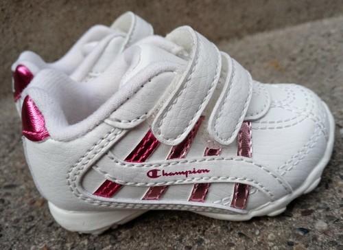 Champion infant baby shoes white metallic pink strap sneakers size 2W - Picture 2 of 8