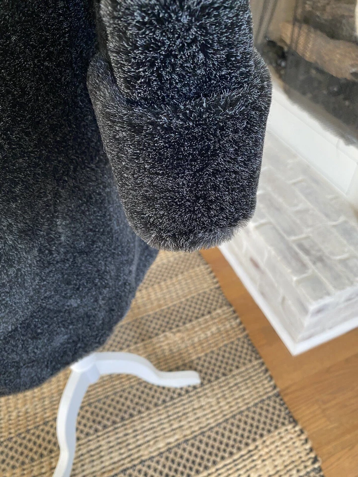 AR Bernardo Negro Gris Atigrado Oso de Peluche Difuso Imitación Piel Abrigo Chaqueta Talla Grande M Foto 3 de 4