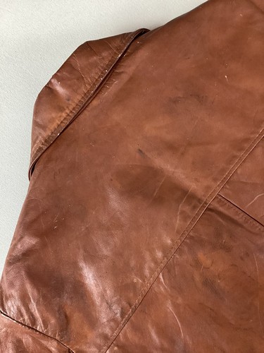 Vintage Sears The Leather Shop Leather Coat Made in USA Brown Size 40 - Picture 17 of 22