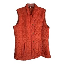 Northstyle Quilted Orange Vest Size Xl Zip Snap Front Side Pockets Longline