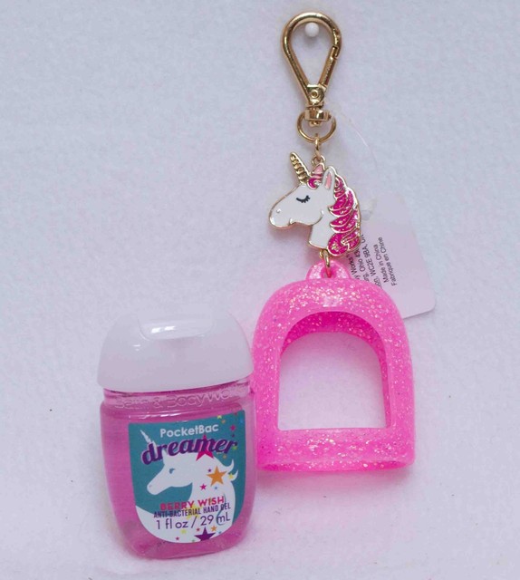 Bath Body Works Pink Unicorn Charm Pocketbac Hand Sanitizer Holder New Wtags