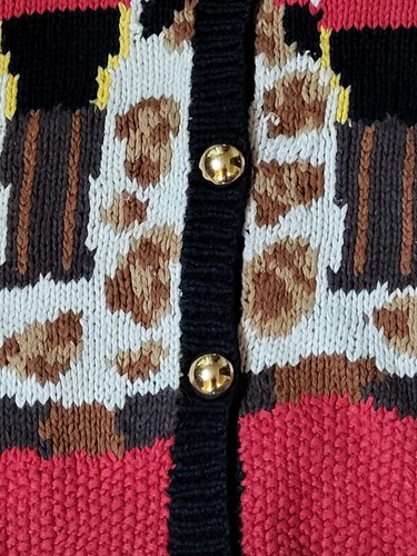 NEW Vintage Raphels Sweater Cardigan Hand Knitted "MOUNTIES" Size Large - Picture 5 of 10