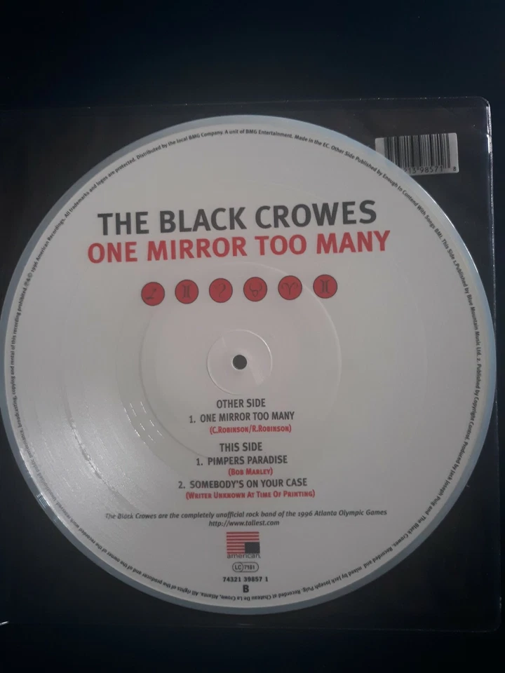Black Crowes One Mirror Too Many 1996 LtdEd 10" Picture Disc UK Import Rare - Image 3 of 4