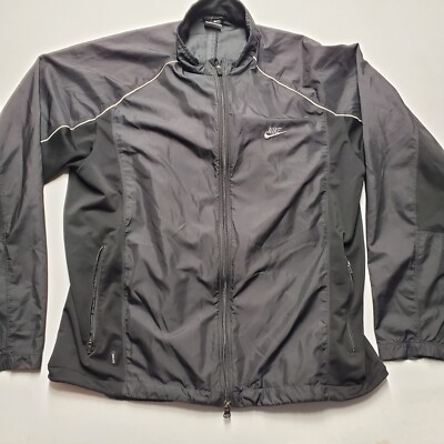 Vintage Nike windbreaker Jacket Mens XL Black Full zipper Track Gray Tag Y2K reg