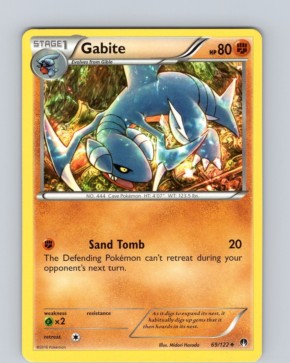 Pokemon TCG Gabite XY BREAKpoint 69/122 Regular Uncommon Card Played MP-LP