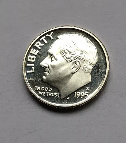 1995 S Roosevelt Dime Gem Deep Cameo 90% Silver Proof Low Mintage US Coin
