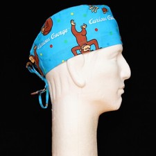 Curious George on Blue Theme Scrub Hat