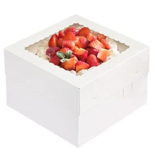 15Pcs Cake Boxes, 12x12x8 Inch White Bakery Boxes with Window Cake Containers...