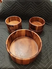 5 Piece Wood Salad Bowl Macy’s Exclusive The Cellar Wooden Set