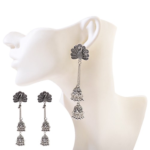 Orecchini a perno goccia zingara etnica nappa vintage Jhumka matrimonio gioielli indiani - Foto 7 di 82