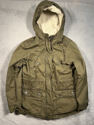 American Eagle Jacket Mens M Green Military Field Full Zip Quilt