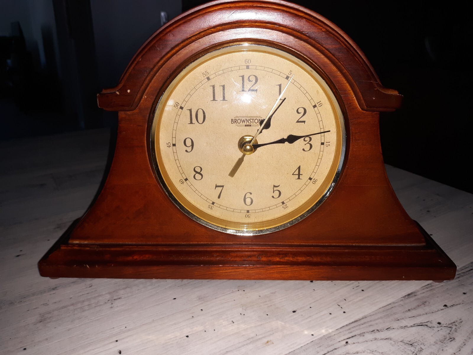 Brownstone Wood Mantle ClockBrownAnalogBattery PoweredEUC eBay