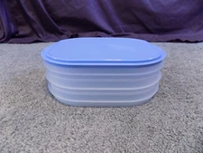 Tupperware 4 Pc Fridge Stackable Deli Keeper Meat Cheese Container #2576 Blue